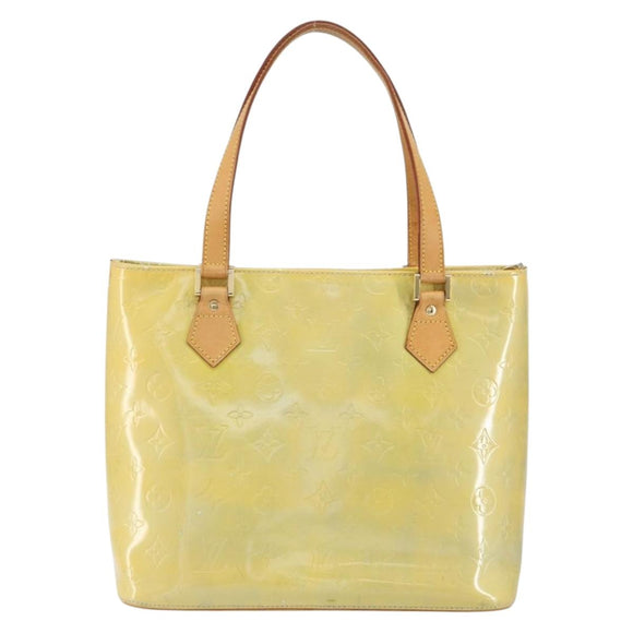 LOUIS VUITTON Monogram Vernis Houston Hand Bag Beige M91004 LV Auth gh1308