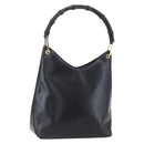 GUCCI Bamboo Shoulder Bag Leather Black Gold 001 3007 Auth gh1309-1