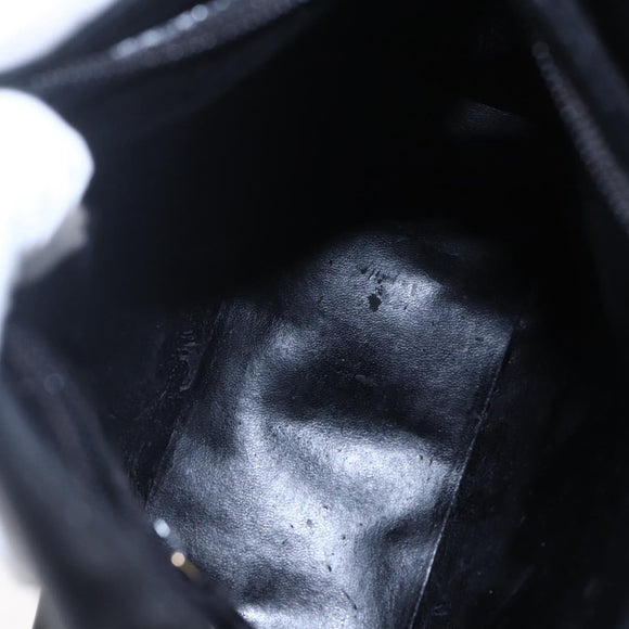 GUCCI Bamboo Shoulder Bag Leather Black Gold 001 3007 Auth gh1309