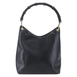 GUCCI Bamboo Shoulder Bag Leather Black Gold 001 3007 Auth gh1309 - 0