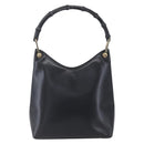 GUCCI Bamboo Shoulder Bag Leather Black Gold 001 3007 Auth gh1309-3