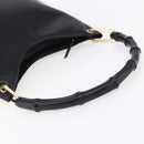 GUCCI Bamboo Shoulder Bag Leather Black Gold 001 3007 Auth gh1309-7