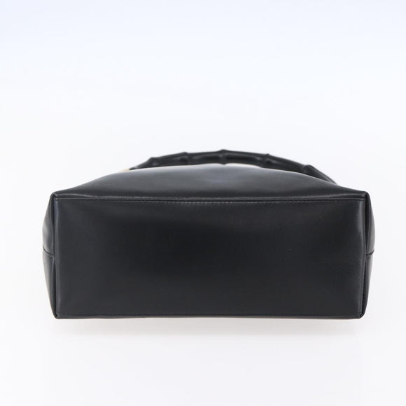 GUCCI Bamboo Shoulder Bag Leather Black Gold 001 3007 Auth gh1309
