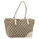 GUCCI GG Canvas Newbrit Tote Bag Beige Gold 169946 Auth gh1314-1