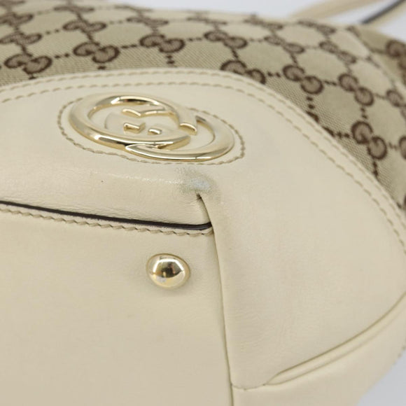GUCCI GG Canvas Newbrit Tote Bag Beige Gold 169946 Auth gh1314
