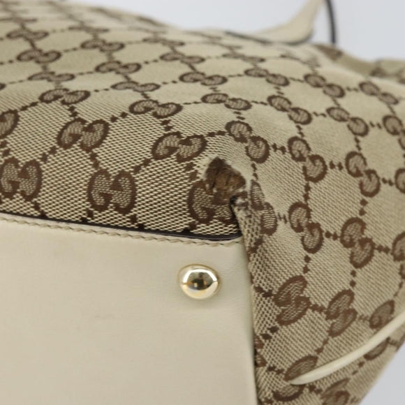 GUCCI GG Canvas Newbrit Tote Bag Beige Gold 169946 Auth gh1314