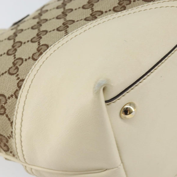 GUCCI GG Canvas Newbrit Tote Bag Beige Gold 169946 Auth gh1314