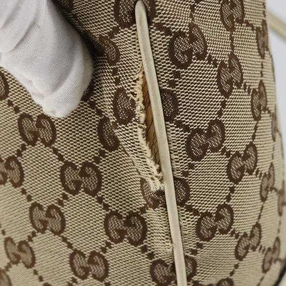 GUCCI GG Canvas Newbrit Tote Bag Beige Gold 169946 Auth gh1314