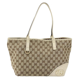 GUCCI GG Canvas Newbrit Tote Bag Beige Gold 169946 Auth gh1314 - 0