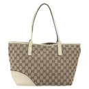 GUCCI GG Canvas Newbrit Tote Bag Beige Gold 169946 Auth gh1314-3
