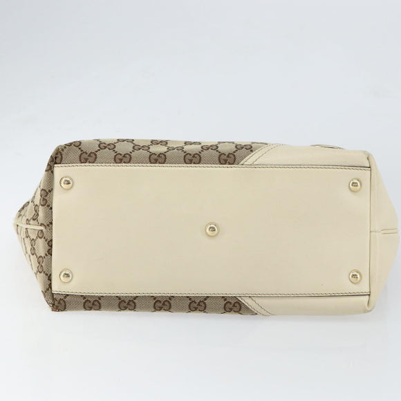 GUCCI GG Canvas Newbrit Tote Bag Beige Gold 169946 Auth gh1314