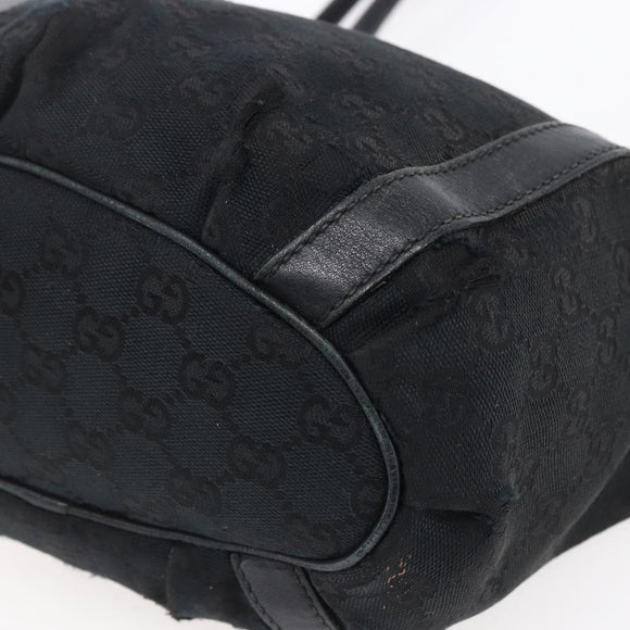 GUCCI GG Canvas Abbey Tote Bag Black Gold 211983 Auth gh1315