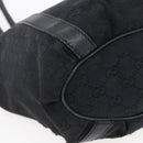 GUCCI GG Canvas Abbey Tote Bag Black Gold 211983 Auth gh1315-15