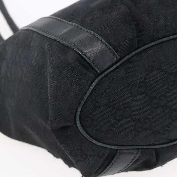 GUCCI GG Canvas Abbey Tote Bag Black Gold 211983 Auth gh1315