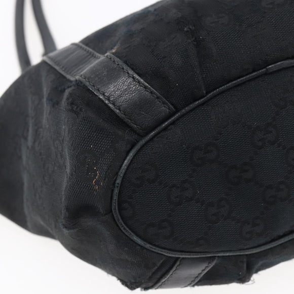 GUCCI GG Canvas Abbey Tote Bag Black Gold 211983 Auth gh1315