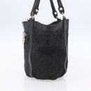 GUCCI GG Canvas Abbey Tote Bag Black Gold 211983 Auth gh1315-4