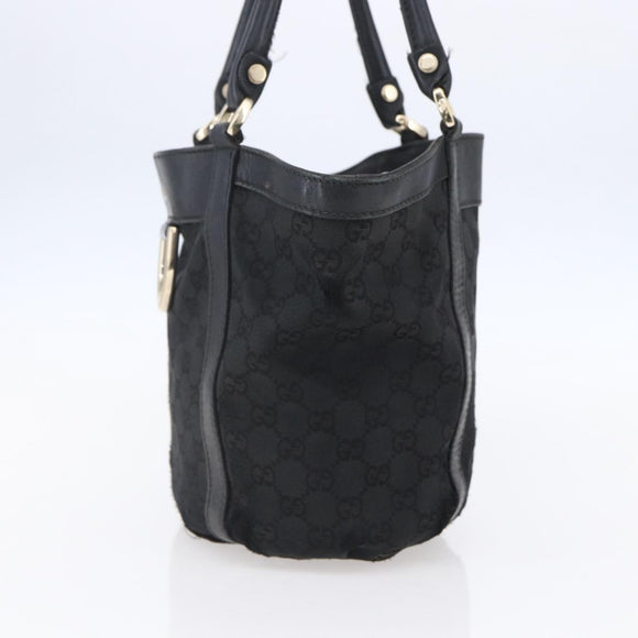 GUCCI GG Canvas Abbey Tote Bag Black Gold 211983 Auth gh1315