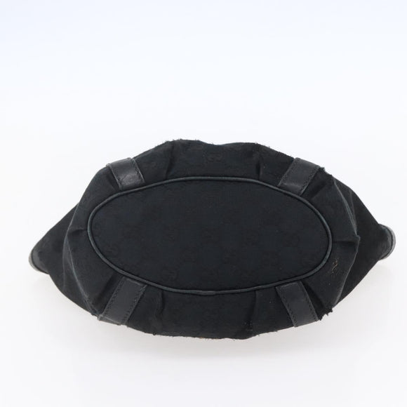 GUCCI GG Canvas Abbey Tote Bag Black Gold 211983 Auth gh1315