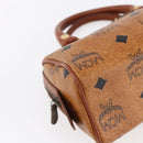 MCM Logogram Vicetos Mini Boston Bag PVC Leather 2way Brown Gold Auth gh1320-14