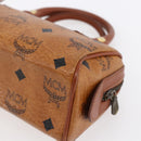 MCM Logogram Vicetos Mini Boston Bag PVC Leather 2way Brown Gold Auth gh1320-15