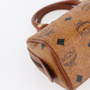 MCM Logogram Vicetos Mini Boston Bag PVC Leather 2way Brown Gold Auth gh1320-16