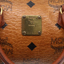 MCM Logogram Vicetos Mini Boston Bag PVC Leather 2way Brown Gold Auth gh1320-12