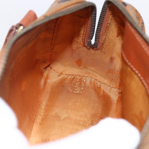 MCM Logogram Vicetos Mini Boston Bag PVC Leather 2way Brown Gold Auth gh1320