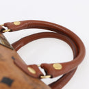 MCM Logogram Vicetos Mini Boston Bag PVC Leather 2way Brown Gold Auth gh1320-8