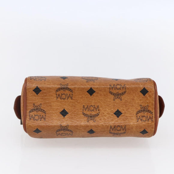 MCM Logogram Vicetos Mini Boston Bag PVC Leather 2way Brown Gold Auth gh1320