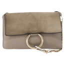 Chloe Fay Shoulder Bag Suede Leather Beige Gold Auth gh1321-13