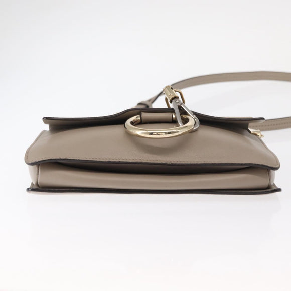 Chloe Fay Shoulder Bag Suede Leather Beige Gold Auth gh1321