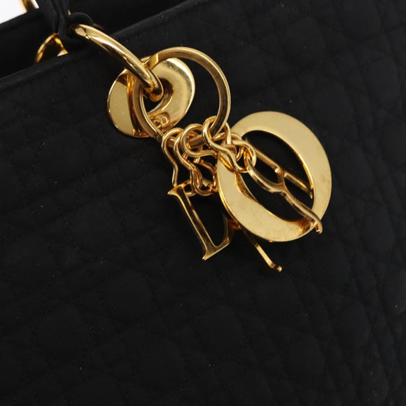 Christian Dior Canage Tote Bag Nylon Black Gold Auth gh1325