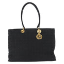 Christian Dior Canage Tote Bag Nylon Black Gold Auth gh1325-2