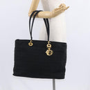 Christian Dior Canage Tote Bag Nylon Black Gold Auth gh1325-22