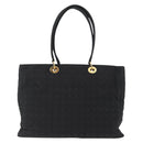 Christian Dior Canage Tote Bag Nylon Black Gold Auth gh1325-3