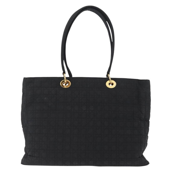 Christian Dior Canage Tote Bag Nylon Black Gold Auth gh1325