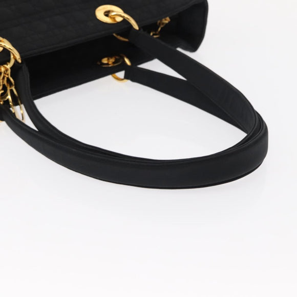 Christian Dior Canage Tote Bag Nylon Black Gold Auth gh1325