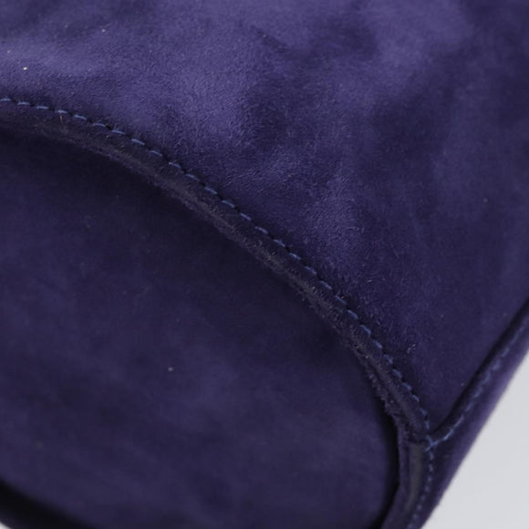 Salvatore Ferragamo Vala Hand Bag Suede Purple Gold Auth gh1326