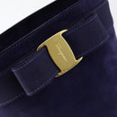 Salvatore Ferragamo Vala Hand Bag Suede Purple Gold Auth gh1326-17