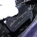 Salvatore Ferragamo Vala Hand Bag Suede Purple Gold Auth gh1326-12
