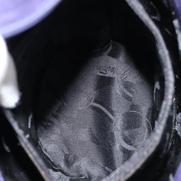 Salvatore Ferragamo Vala Hand Bag Suede Purple Gold Auth gh1326