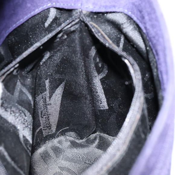 Salvatore Ferragamo Vala Hand Bag Suede Purple Gold Auth gh1326