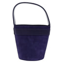 Salvatore Ferragamo Vala Hand Bag Suede Purple Gold Auth gh1326-2