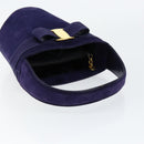 Salvatore Ferragamo Vala Hand Bag Suede Purple Gold Auth gh1326-7