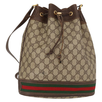 GUCCI GG Supreme Web Sherry Line Bag PVC Beige Gold 164 02 085 Auth gh1328