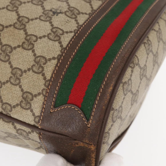 GUCCI GG Supreme Web Sherry Line Bag PVC Beige Gold 164 02 085 Auth gh1328