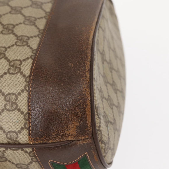 GUCCI GG Supreme Web Sherry Line Bag PVC Beige Gold 164 02 085 Auth gh1328