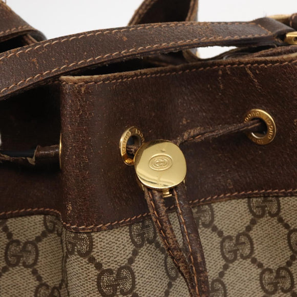 GUCCI GG Supreme Web Sherry Line Bag PVC Beige Gold 164 02 085 Auth gh1328