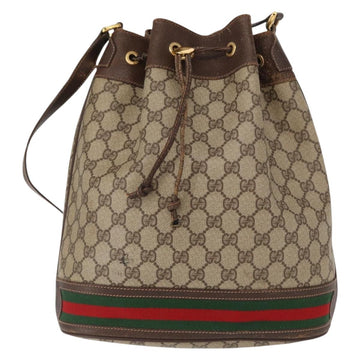 GUCCI GG Supreme Web Sherry Line Bag PVC Beige Gold 164 02 085 Auth gh1328 - 0