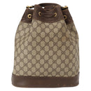 GUCCI GG Supreme Web Sherry Line Bag PVC Beige Gold 164 02 085 Auth gh1328-3